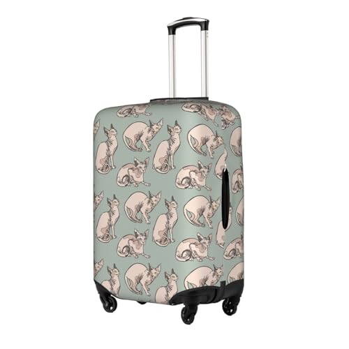 Generic Hairless Naked Cats Sphynx Cats Luggage Suitcase Cover, Stretchable Protection Luggage Stylish Suitcase Covers Large2