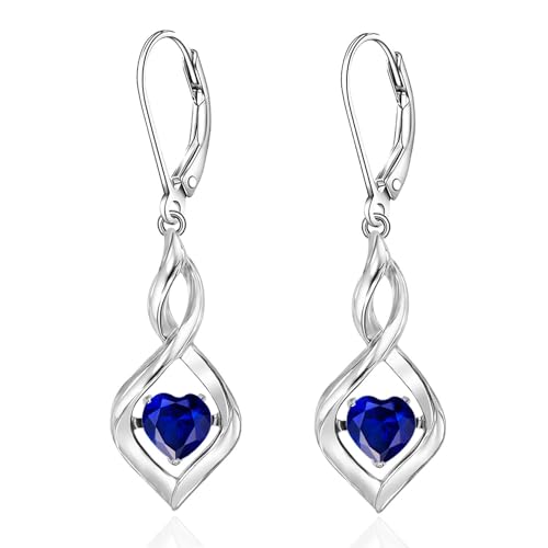 Infinity Birthstone Dangle Leverback Earrings 925 Sterling Silver Birthday Mothers Day Anniversary Christmas Earrings Jewelry for Women
