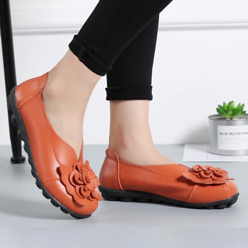 Image of MOYOWEI Women's Leather Slip On Loafers Colorful Flat Shoes