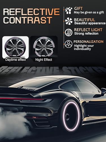 Image of 20PCS Car Wheel Reflective Decorative Strip,Night Safety Warning Stickers,Cars,Motorcycles,Bicycles are Applicable, Colorful and Diverse, a Street the Most Beautiful Car (Light Purple)