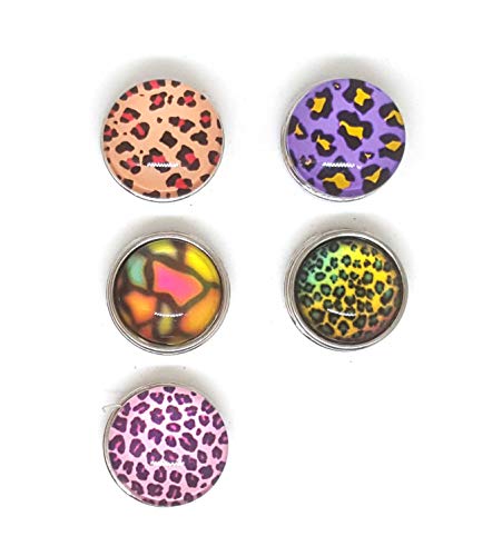 mon-bijou-pression Bijou Bouton à Pression métal - Bijoux Interchangeable - Images Imprimé Léopards - 18mm Snaps - Différent Coloris - Lot de 5pcs (1) Cover