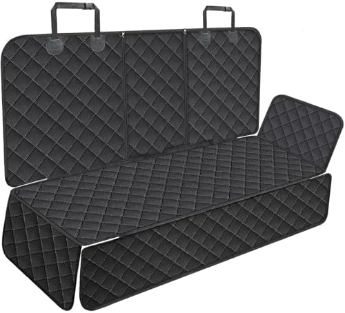 Portin Dog Car Seat Covers Pet Seat Cover, Waterproof Nonslip Bench Rear Seat Cover Compatible for Middle Seat Belt Fits Most Cars Trucks and SUVs MPVs