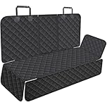 Portin Dog Car Seat Covers Pet Seat Cover, Waterproof Nonslip Bench Rear Seat Cover Compatible for Middle Seat Belt Fits Most Cars Trucks and SUVs MPVs