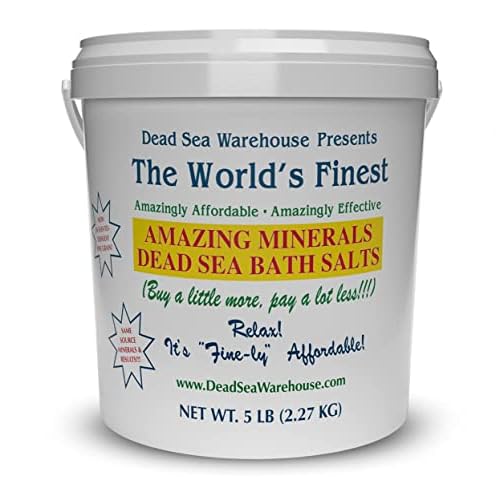 Dead Sea Warehouse-Amazing Minerals Dead Sea Bath Salts,100% Full Mineral Therapeutic Bath Salts, Detoxifying & Moisturizing, Exfoliating for Dry Skin, Unscented(5 lbs)