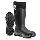 TerraTrax Men's Waterproof Insulated Rubber Hunting Boots – 6mm Neoprene Rain Boots for Outdoor Work, Fishing, Farming & Gardening Black Size 9