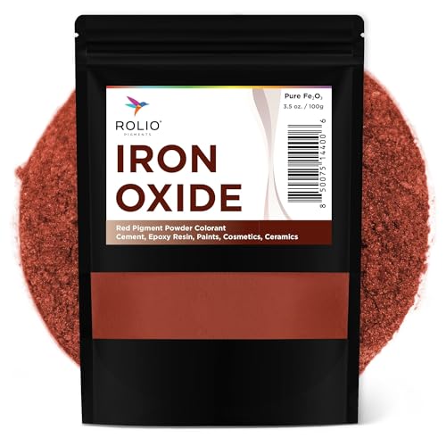 Rolio Red Iron Oxide Powder 3.5 Oz (100g) Resealable Bag - Vibrant Color Pigment for Epoxy Resin Soap Making Cosmetics Cement Pottery Mortar Grout Plaster Tile Terracotta Paint and More