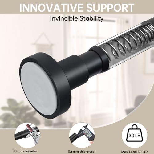 Image of BRIOFOX Shower Curtain Rod Adjustable 18-50 Inch, Stainless Steel Spring Tension Shower Rod No Drilling Non Slip, Matte Black