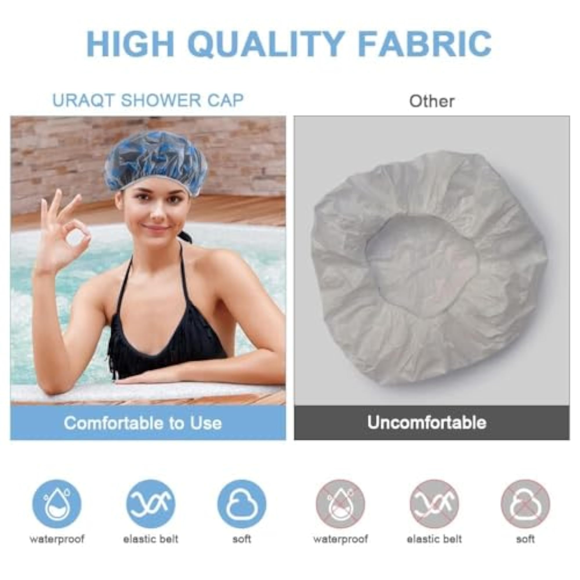 Shower Cap Set of 10 for Women, Reusable Waterproof