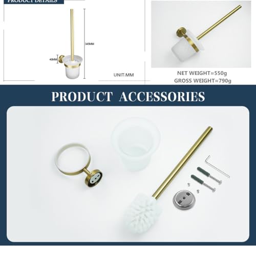 Porte-brosse WC or brossé et pack accessoires inox mural - 3
