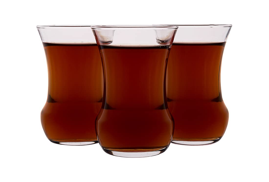 Pack of 6 Turkish Tea Curved Glasses Heavy Base 10.5CL