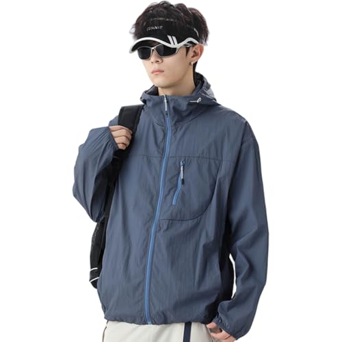 Image of Venzina Men's UPF 50+ Sun Protection Jacket, 4-Way Stretch Quick-Dry Windbreaker with Breathable Mesh & Elastic Cuffs, Sunscreen Jacket for Men - Hiking, Travel