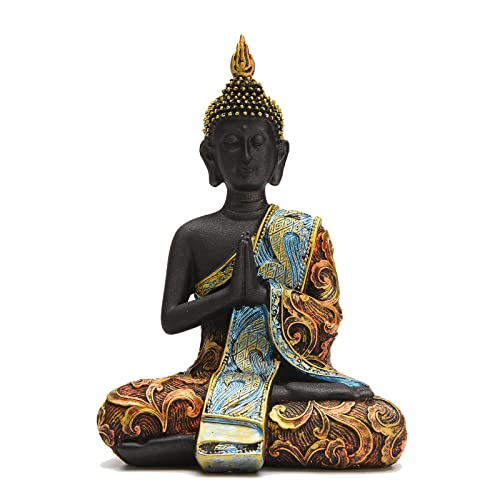 Image of BRASSTAR Resin Thai Buddha Statue Feng Shui Buddha Sculpture Home Art Decor Luck Wealth Gift Collection TQGJPT420