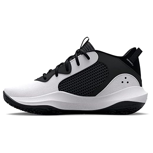 Under Armour Pre School Lockdown 6 Basketball Shoe, (101) White/Black/Black, 1 US Unisex Little Kid