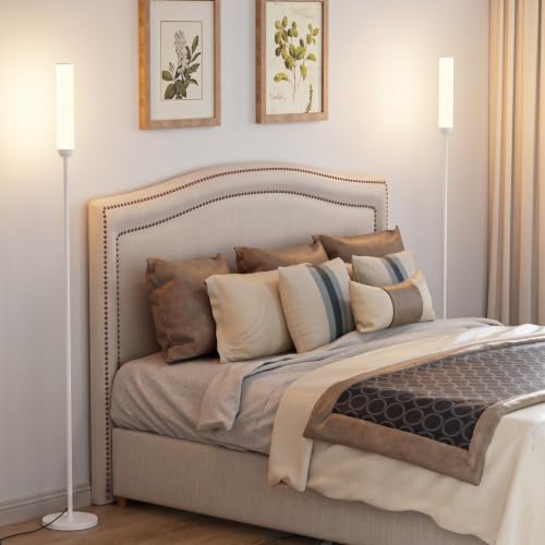 Image of Ambimall LED Floor Lamps with Remote Control Set of 2, Foot Switch, White
