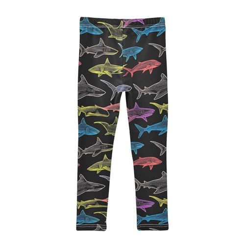 Shark Girls' Leggings Toddler Doodles Colors Kids Yoga Pants Dance Active Tights 4T2