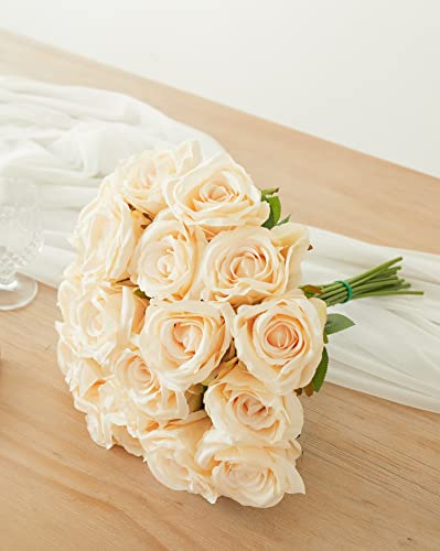 Party Joy 20Pcs Artificial Flowers, Silk Flower Realistic Roses Bouquet Long Stem For Home Decor Wedding Decoration #TOP4