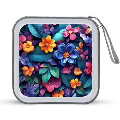 Colorful Flowers And Leaves 3D CD Case DVD Storage Case Portable