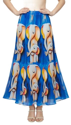 Image of VAGISHA Women's 4-Metre Flared Long Skirt | Skirts for Women Long Length | Long Skirts for Girls | Ethnic & Boho Printed Wear with Elastic Waist | Perfect for Party, Festive & Casual Look