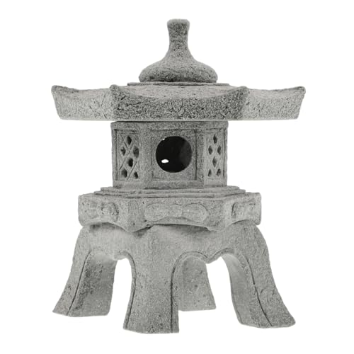 BESPORTBLE Adorno De Jardín Simulado Pabellón Hexagonal Pequeño De Piedra Farol De Jardín Japonés Decoración De Paisaje Estatua De Pagoda para Al Aire Adorno De