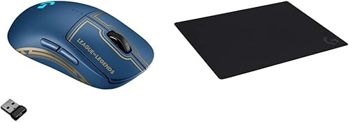 Logitech G PRO - Mouse inalámbrico para juegos, Lightspeed, edición oficial de League of Legends Logitech G640, alfombrilla de mouse grande para