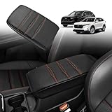 Muslogy Center Console Cover Compatible with 2023+ 2025 2026 Honda CR-V Accessories CRV Hybrid LX EX EX-L Sport Touring Armrest Cover Lid Cushion Protector Vegan Leather Extra Soft(Black/Orange Trim)