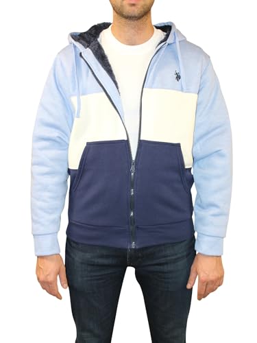 U.S. Polo Assn. Men's Color Block Front Zip Sherpa Hoodie