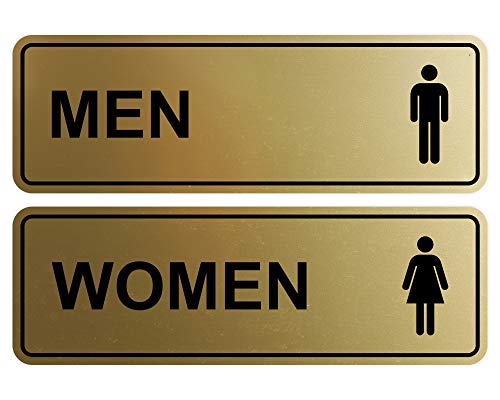 Panneaux de restauration signalétique wc homme femme or brossé