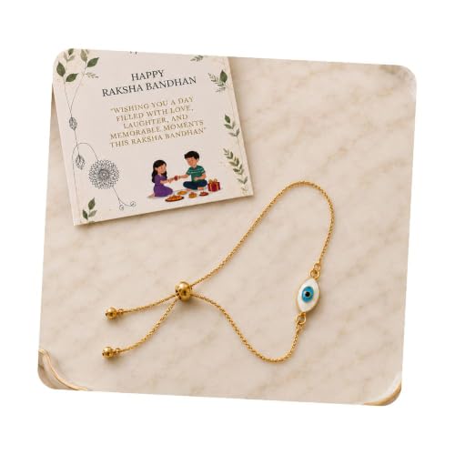 Image of I Jewels Designer Evil Eye Lumba Rakhi Bracelet with Rakshabandhan Card for Bhabhi /Sister
