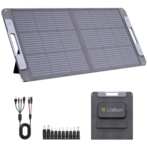 100W Solar Panel Portable for Power Station, 20V Monocrystalline Foldable Solar Panel with 23.5% High Efficiency 4 in 1 Solar Cable, Waterproof Solar Charger for Outdoor Camping Van RV Trip