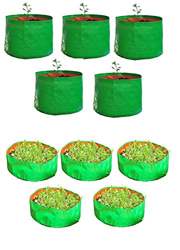 YUVAGREEN Green with Orange 200 GSM UV Treated Grow Bags for Terrace Gardening 12"x 12" (Pack of 5) and 15"x 8" (Pack of 5) (B08VHQV3J9) Amazon Price History, Amazon Price Tracker