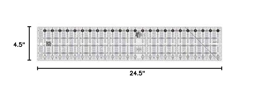 Creative Grids Quick Trim and Circle Quilting Ruler – CGRMT5 – Made in USA, 4-1/2in x 24-1/2in Rectangle, Non-Slip Grip Acrylic Quilting, Sewing, Crafting, Patchwork Ruler for Measuring
