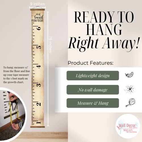 Canvas Growth Chart for Wall Nursery Decor - Gender Neutral Growth Chart for Kids - Ready to Hang Kids Height Wall Chart - Height Chart for Kids - Kids Growth Chart Wall Hanging - Growth Chart Canvas