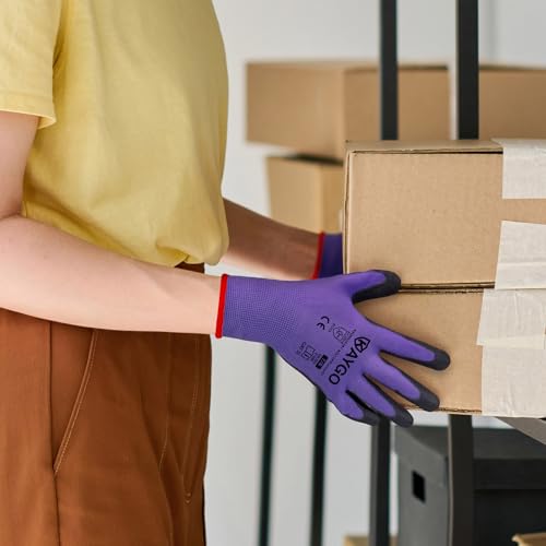Image of KAYGO Safety Work Gloves for Men Women, PU Coated Palm & Fingers, KG11P | Smooth Grip, Breathable & Lightweight, 13-Gauge Seamless Knit, for Light Warehouse, Manufacturing, Gardening