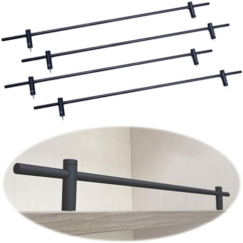 Custom Metal Shelf Guard Rails, Set of 4 Anti-Fall Brackets for 63in Shelves, Durable Yellow Cabinet Safety Bars with All Accessories - Perfect for Home & Office Storage