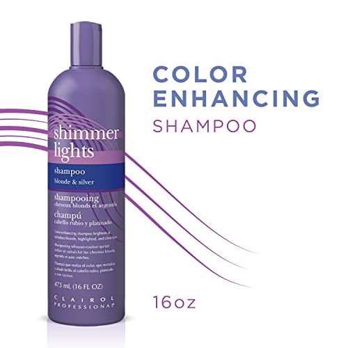 Clairol Professional Shimmer Lights Purple Shampoo, 16 Fl. Oz | Neutralizes Brass & Yellow Tones | For Blonde, Silver, Gray & Highlighted Hair #TOP1