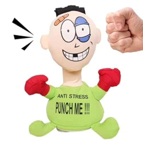 Rijoan Vent Screaming Doll Cartoon Electric Plush Anti Stress Doll Comfortable Touching Punch Me Funny Emotional Relieve Anxiety For Child Adult Gift (Green)