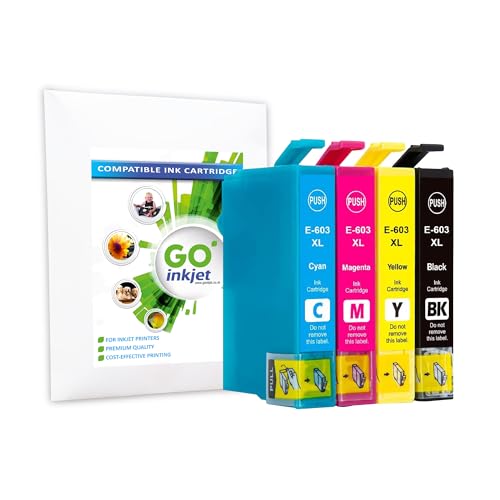 GO Inkjet Cartucce d'inchiostro 603XL, confezione da 4, ricambio per stampanti Epson Expression Home XP-2100, XP-2105, XP-3100, XP-3105, XP-4100, XP-4150, WF-2810DWF, WF-2830DWF, WF-2835DW