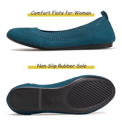 Image of Frank Mully Women's Ballet Flats Round Toe Walking Flats Slip On Work Shoes Knitted Flats Shoes for Woman Soft Lightweight