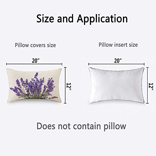Tks Mitlan Lavender Flowers Throw Pillow Case Cushion Cover Purple Blooming Flower Linen Couch Bed Sofa Car Waist Cushion Cover 12 X 20 Inch #TOP3
