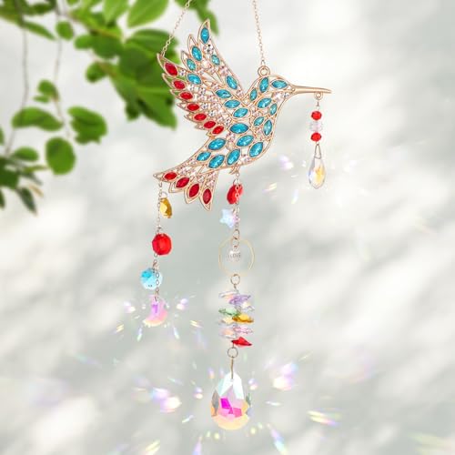 Hoemwarm Hummingbird Gifts for Mom Grandma, Crystal Sun Catcher, Gold