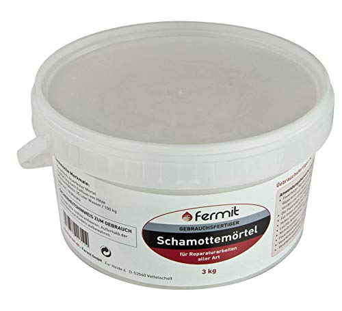 Fermit Schamottemörtel Teperaturbeständigkeit: über +1600°C 4x Anzündwürfel aus Holzfaser und Pflanzenöl ca. 8 min Brennzeit (Schamottemörtel 3kg)