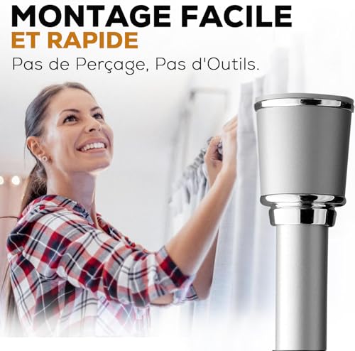 Tringle rideau sans percage MEISENBERG extensible 370-420 cm gris