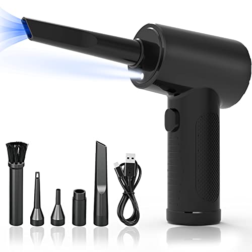 Soplador de Polvo Eléctrico, Mostop Plumero de aire eléctrico Plumero de Aire Comprimido con luz LED, 6000mAh 51000 RPM Aire Comprimido Limpieza PC, Ordenador, Coche, Sofá Cover