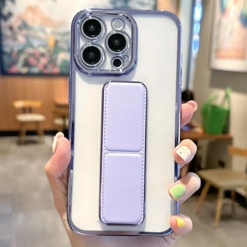 Coque rigide iPhone 12 violet clair avec béquille arrière et dos transparent