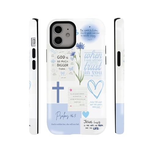 qizjio Christian Bible Verse Phone Case, Shockproof Protective Cover for iPhone 12/12Pro
