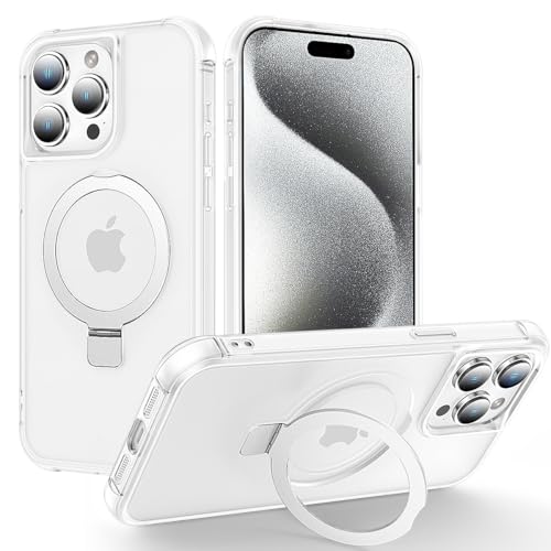 CHAOFEnG Compatible with iPhone 15 Pro Case with Stand, Frost White