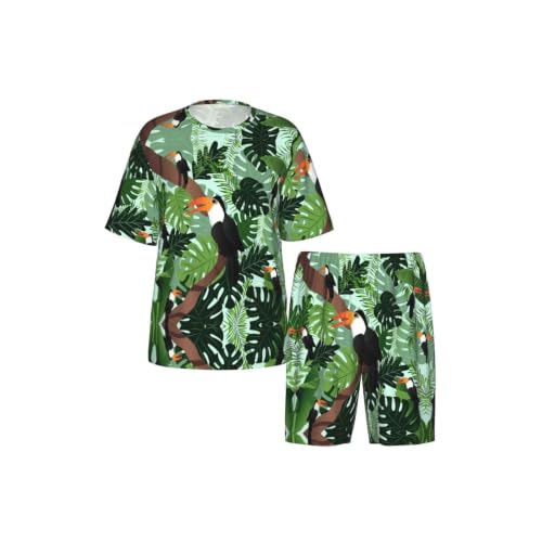 Pyjama doux anti-transpiration à imprimé exotique confortable