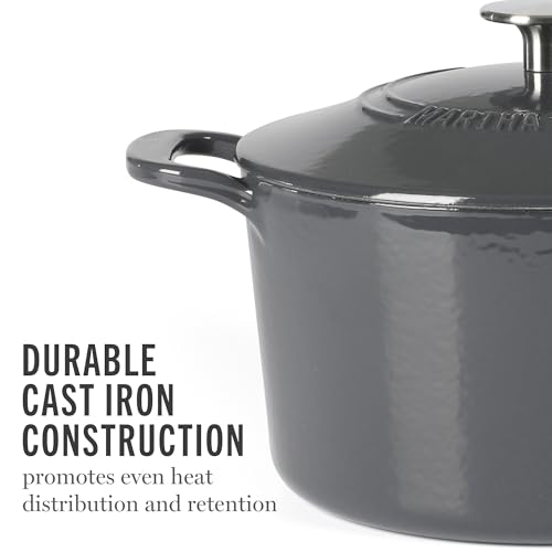 Martha Stewart Gatwick 4 Quart Enamel Cast Iron Dutch Oven - Grey by Martha Stewart - Image 5