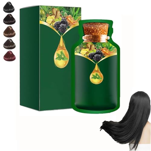 Gentle Plant-Based Quick-Use Hair Dye,Plant Based Hair Dye,Plants Extract Dye Protection Cream,Natural Plant Hairs Dyes,Hair Color Bubble Dye,Cover Gray Hairs (Natural Black)