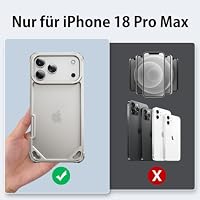 NIFBANG für iPhone 18 Pro Max Hülle,Aluminium Metall Dünn Slim No Back Handyhülle Kompatibel mit MagSafe,4 Ecken-Airbag Stoßfeste Schutzhülle, Rahmenlose iPhone 18 Pro Max Bumper Case(Silber) – Ansicht 2